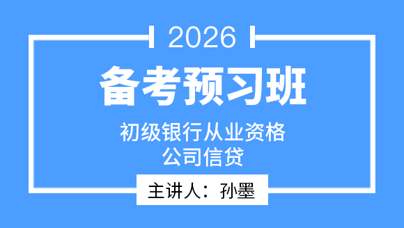初级银行从业资格：公司信贷【备考预习班】-孙墨